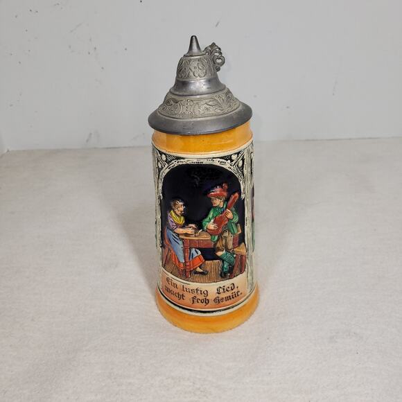 Vintage Pewter Beer Stein Lid West Germany Werner Corzelius Party Drinking Fun - Picture 11 of 16